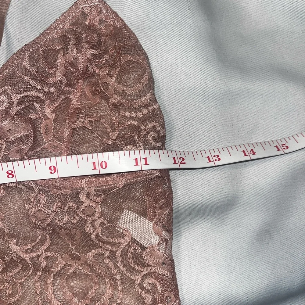 Lace Sheer Bralette With Attached Choker Dusty Rose Pink Color Size Small - Picture 10 of 10